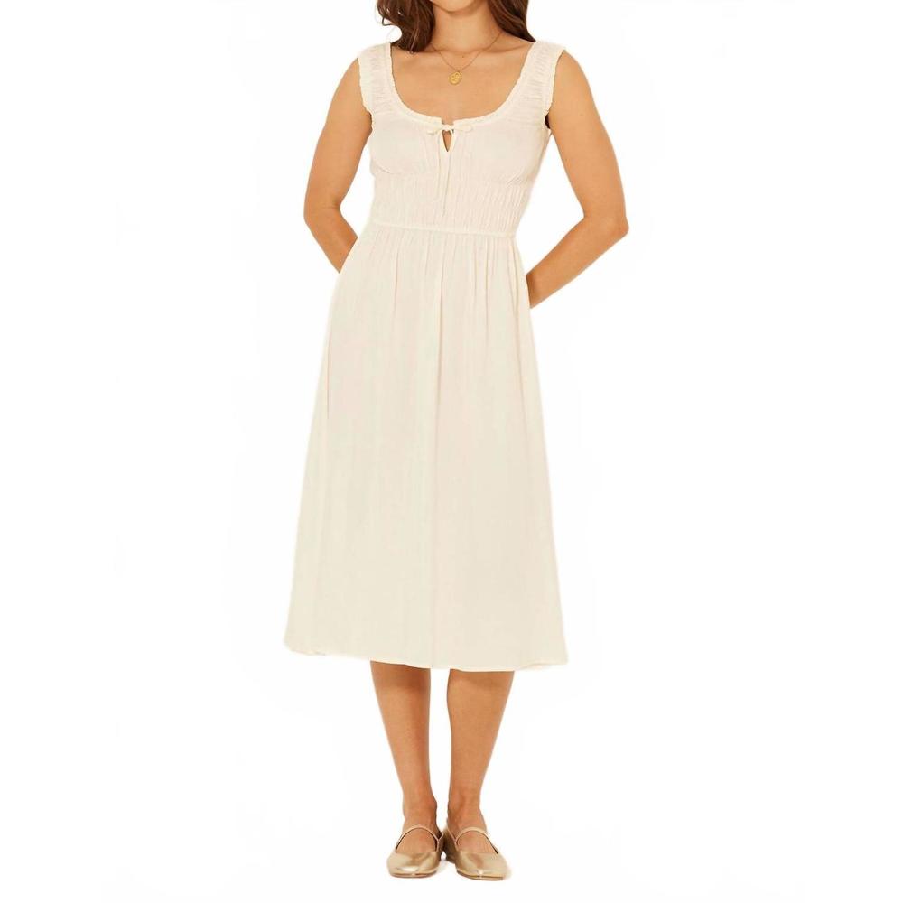 NEW BILA77 smocked waist midi dress in gardenia